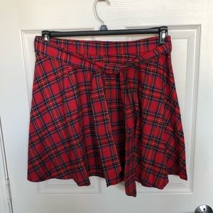 SHEIN tartan belted skirt